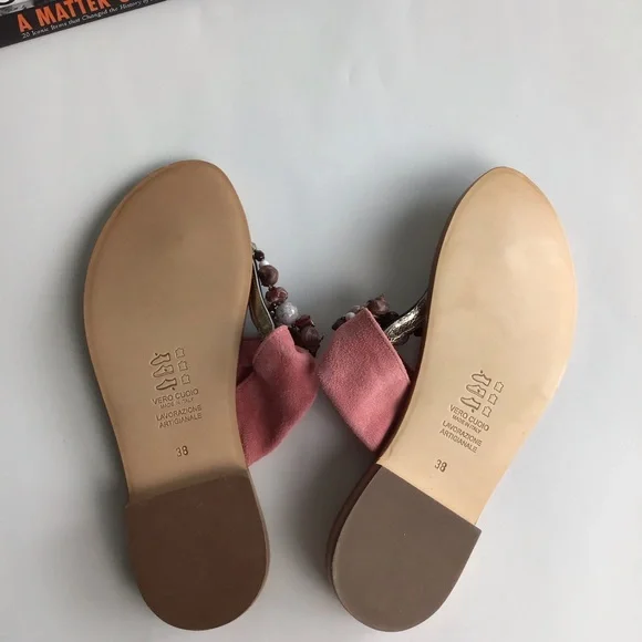 Giallo Positano Sandals Flats Suede Beaded - Picture 6 of 6